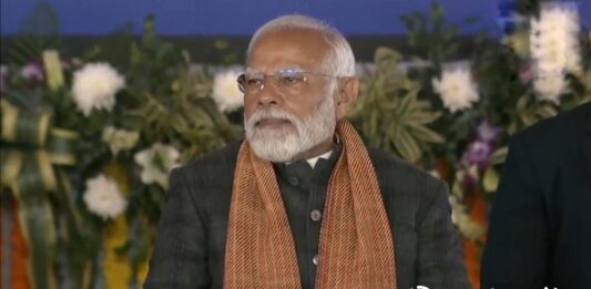 Prime Minister Narendra Modi attended the 'Viksit Bharat Viksit Jammu Kashmir' programme in Bakshi Stadium Srinagar on March 07 2024.