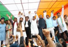 AICC Senior leader and party's star campaigner Raj Babbar hold rally at Udhampur ahead of Lok Sabha elections on Apr 13 2024.