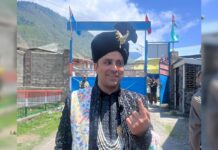 On his wedding day, groom Mohammad Ashraf added an extra touch of joy and happiness by casting his vote at Kangan polling station on Monday, May 12, 2024. (Image credit: Umer Farooq)