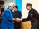 Lt Governor Shri Manoj Sinha administered the oath of office and secrecy to Chief Minister Shri Omar Abdullah at the swearing-in-ceremony held at SKICC, Srinagar (1)