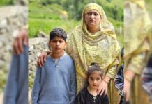 A picture of the deceased Aabida Kounsar, the Srinagar grenade blast victim, with her two children, Zuhair Zubair and Aubhiyah Zubair.