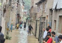 Houses and lanes submerged as authorities keep high alert