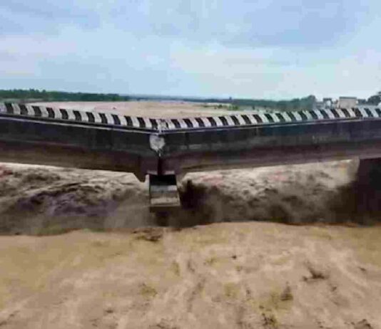Portion of a bridge on the Jammu-Pathankot national highway