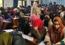 Girl students, Kashmir coaching, examination