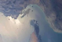Strait of Hormuz, as seen from space. A NASA photograph