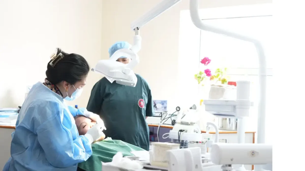 A dentist at work in Ladakh.