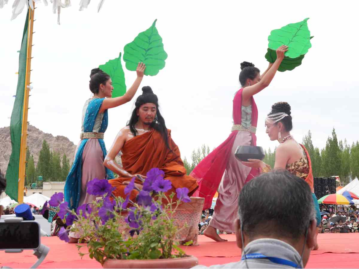 People celebrating Dalai Lama's birthday in Leh