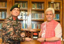 General Dhiraj Seth, Chief of Army Staff called on Lieutenant Governor Manoj Sinha