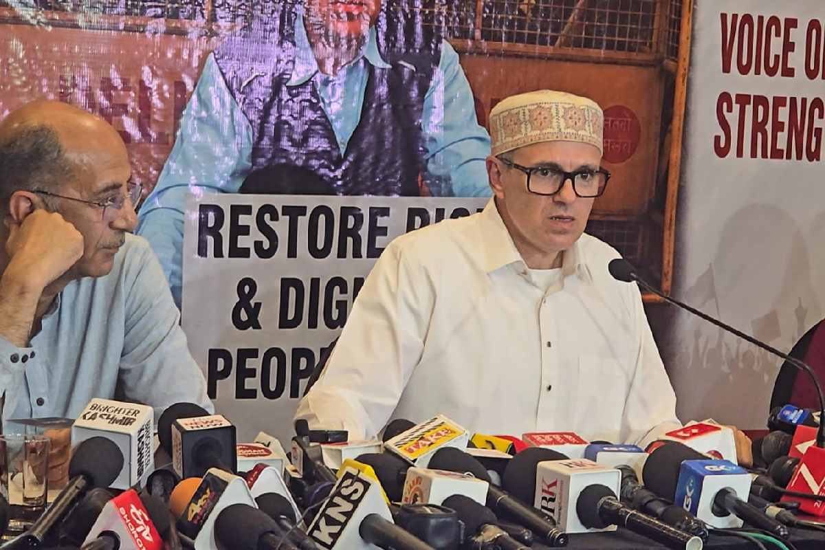 Chief Minister Omar Abdullah addressing press conference in Srinagar on July 21,2026