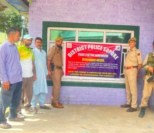 Sopore Police Attach Property Worth Rs 30 Lakh Under NDPS Act Sopore Police Attach Property Worth Rs 30 Lakh Under NDPS Act