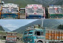 Five trucks carrying illegally extracted sand were intercepted during a routine check, with each vehicle fined Rs 17,425