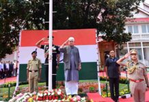 Lieutenant Governor Sh Manoj Sinha hoists the National Flag at Lok Bhavan on the occasion of 80th Independence Day