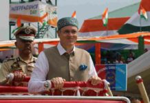 80th Independence Day Celebrated Across Jammu Kashmir With Patriotic Fervour Jammu and Kashmir Chief Minister Omar Abdullah inspecting parade on August 15