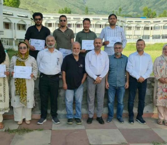 Veterinary officers from Ladakh with faculty members of SKUAST-K during the valedictory function of a two-week training programme on “Future-Ready Livestock Farming” at Shuhama