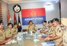 IGP Kashmir Sujit Kumar chairing a security review meeting with senior police officers in Awantipora on September 7,2026