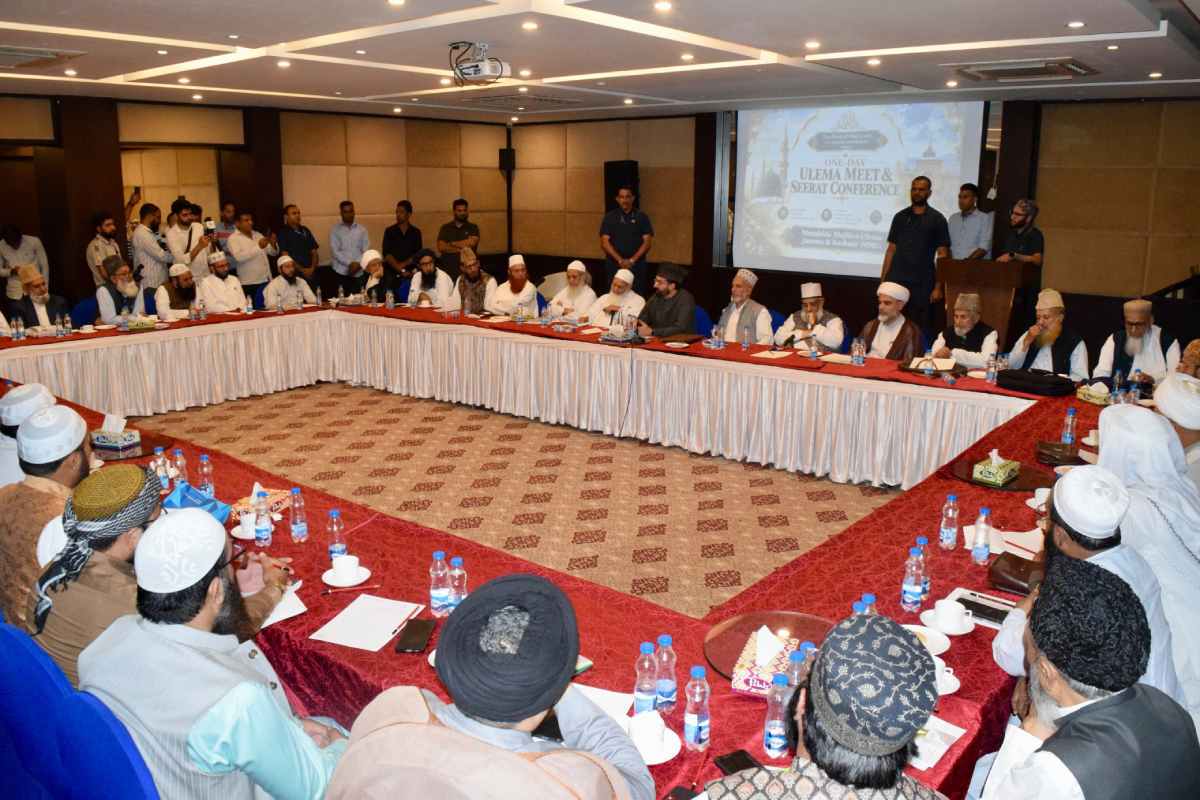 MMU chairman Mirwaiz Umar Farooq chairs the Ulema Meet and Seerat Conference in Srinagar