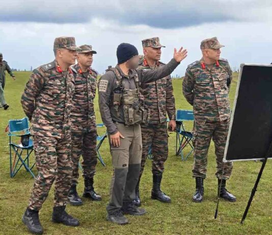 Northern Army Commander Lt Gen Pratik Sharma during his visit to South Kashmir units.