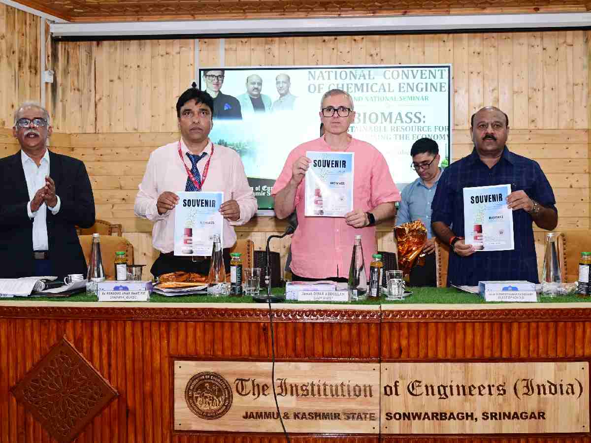 Chief Minister Omar Abdullah addresses the inaugural session of the 41st National Convention of Chemical Engineers and National Seminar on Biomass in Srinagar